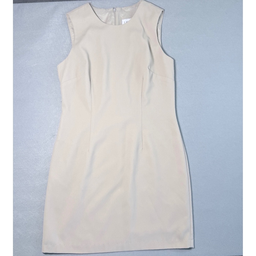 Laundry by Shelli Segal Beige Sleeveless Sheath Dress Women Size 8 Made in USA